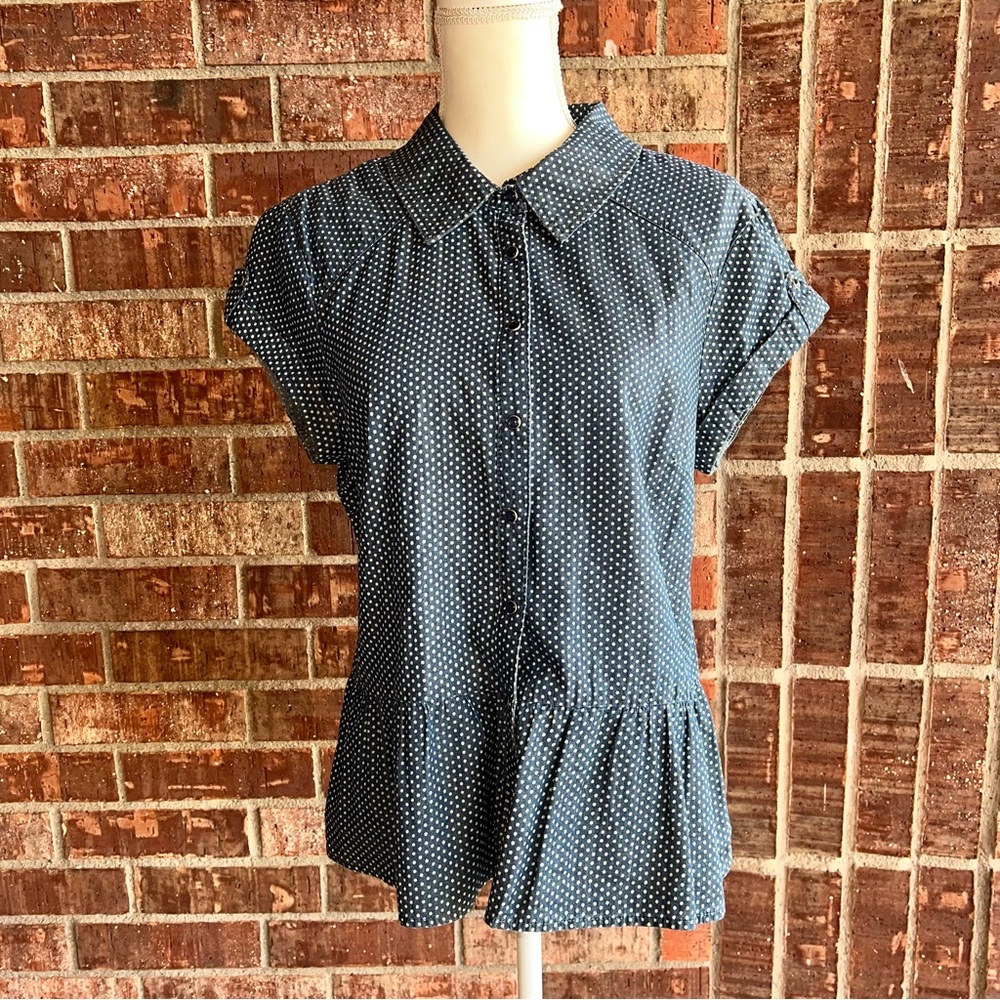 🟡 Canyon River Blues Polka Dot Top